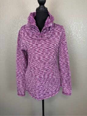 Athleta Purple Space-Dye Funnel Neck Pullover